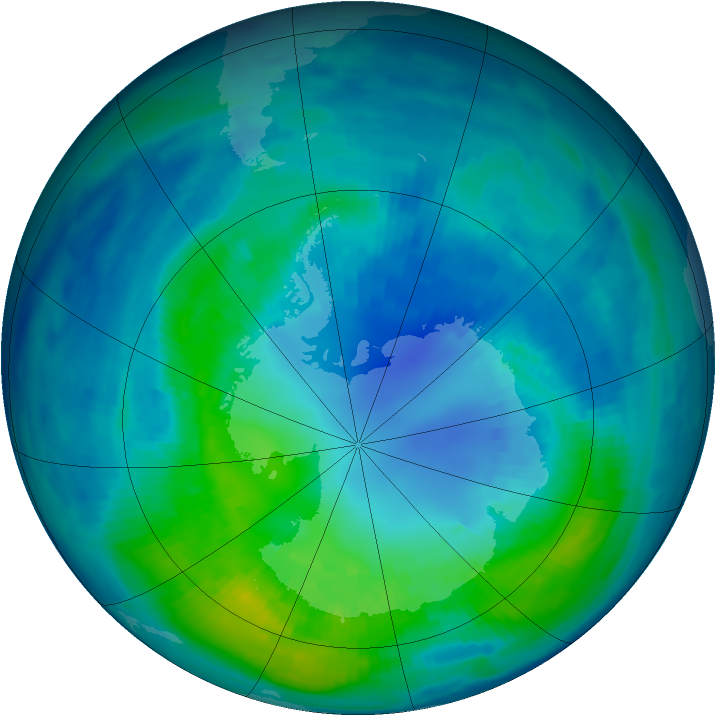 Antarctic ozone map for 17 April 1997